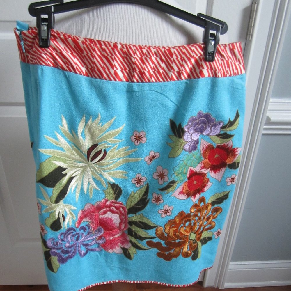 ETCETERA EMBROIDERED LINEN SKIRT